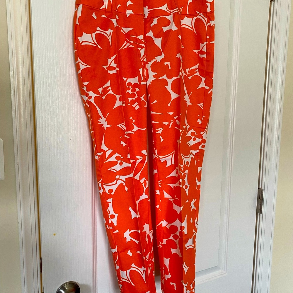Ann Taylor Carnegie Crop Pant in Orange Flower Print